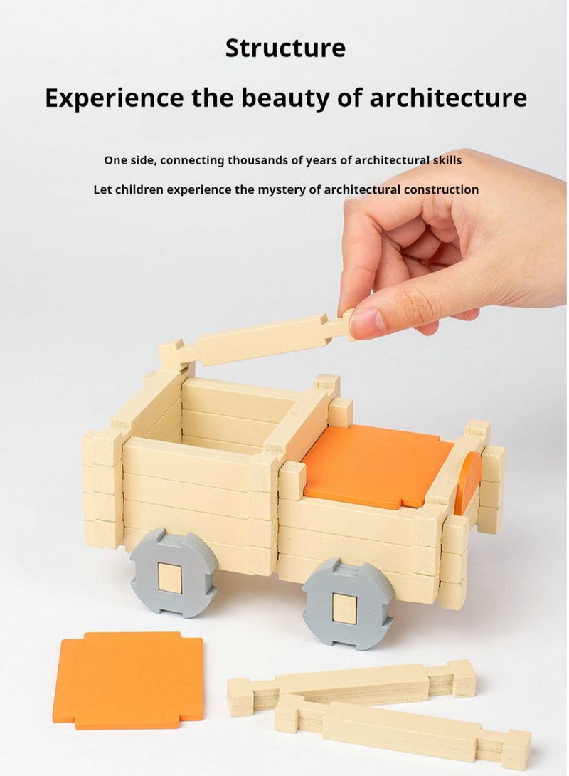 Children's wooden building blocks, mortise and tenon structure assembly, Luban Little Architecture Teacher particle building blocks, house puzzle toys  - Image 5