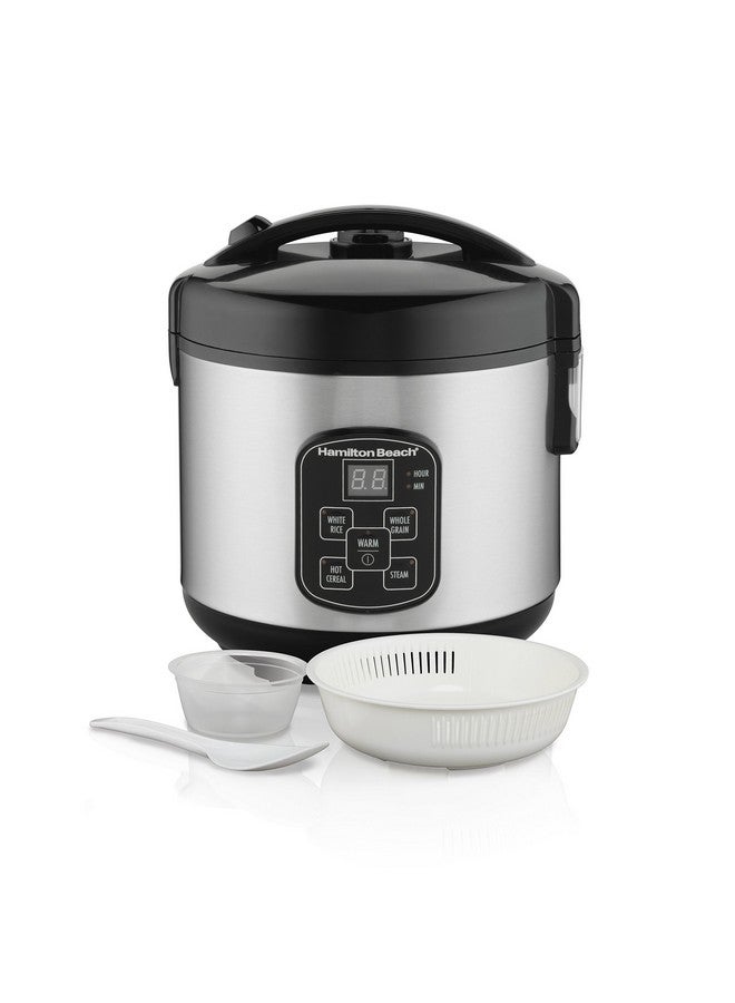 Hamilton Beach Hamilton Beach Digital Programmable Rice Cooker & Food Steamer, 8 Cups Cooked (4 Uncooked), With Steam & Rinse Basket, Stainless Steel (37518)  - Image 1