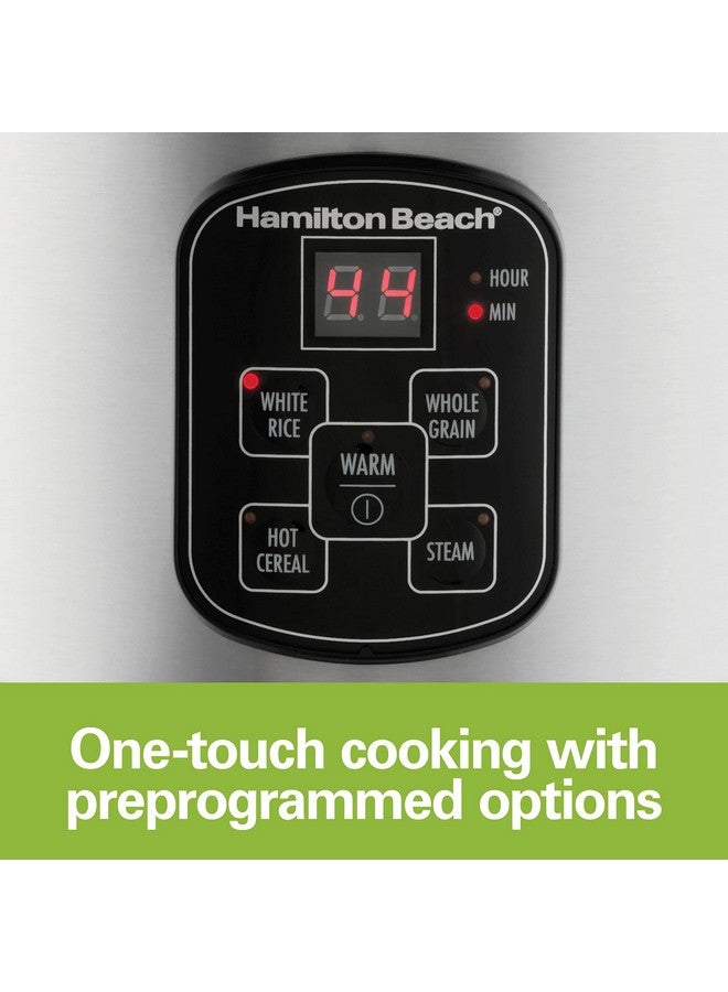 Hamilton Beach Hamilton Beach Digital Programmable Rice Cooker & Food Steamer, 8 Cups Cooked (4 Uncooked), With Steam & Rinse Basket, Stainless Steel (37518)  - Image 5