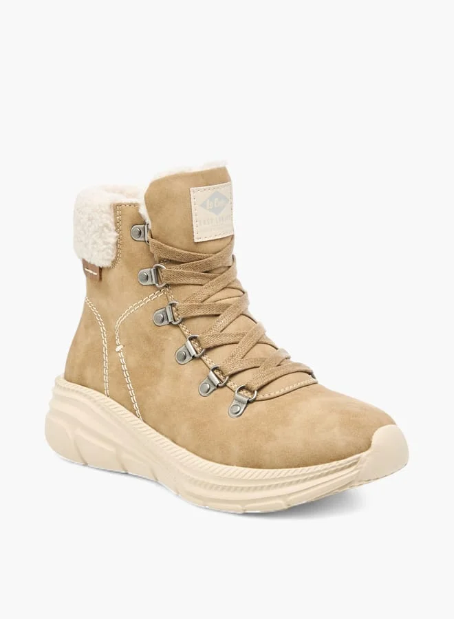 لي كوبر Women's Plush Detail Ankle Boots with Zip Closure