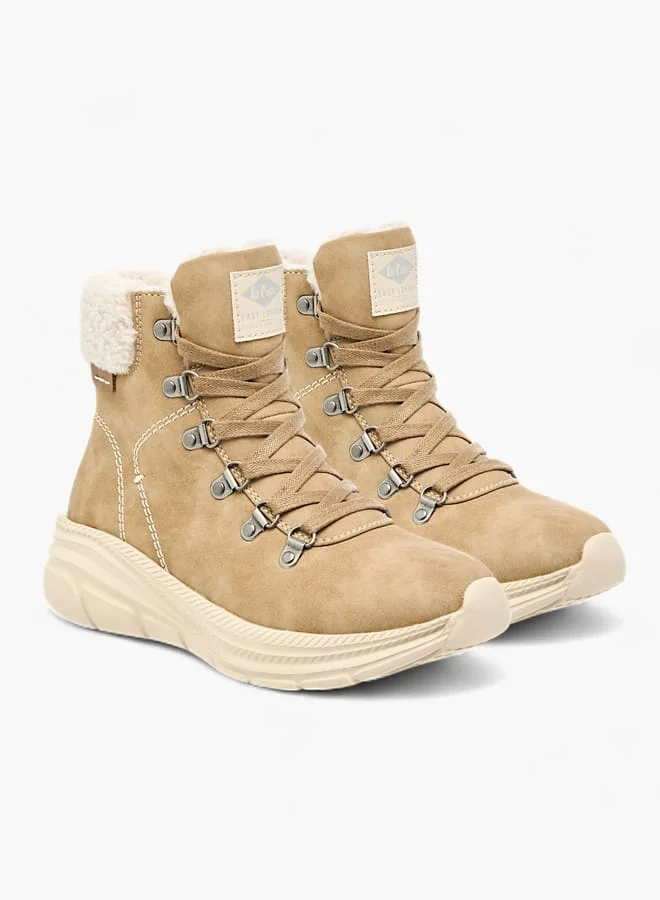لي كوبر Women's Plush Detail Ankle Boots with Zip Closure