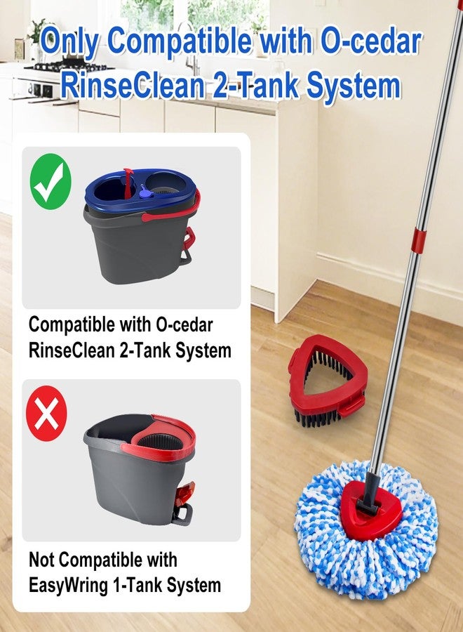 GFRED رأس ممسحة بديل متوافق مع نظام Ocedar RinseClean ذو الخزانين، رؤوس ممسحة ميكروفايبر للتجديد وفرشاة فرك لممسحة O Cedar Rinseclean الدوارة، 6 عبوات تجديد و 2 رأس فرك لتنظيف الأرضيات - Image 2
