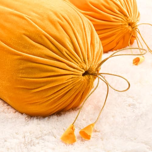 Dulhan Creations Soft and Bright Solid Color Velvet Bolster Cover 2 Pc, 16x32 Wrinkle Free Bed Side Long Decorative Round Cushion Load Pillow Covers Masand Khol for Living Room Diwan Set Bedroom - Image 5