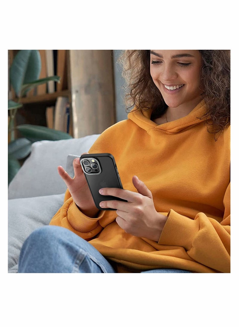 Captaintech Designed for iPhone 14 Pro Max Case, Military Grade Drop Protection, Translucent Matte Skin-friendly PC Back, Advanced Metal Camera Protection Ring, Anti-Scratch Anti-Fingerprint Black, 6.7 Inch - Image 5