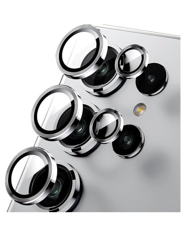 Camera Lens Protector Compatible for Sam-sung Galaxy S25 Ultra SILVER 6.9 inches, Metal Ring Anti Scrach 9H Hardness Tempered Glass Camera Screen Protector Shockproof Cover Film (SILVER) - Image 1