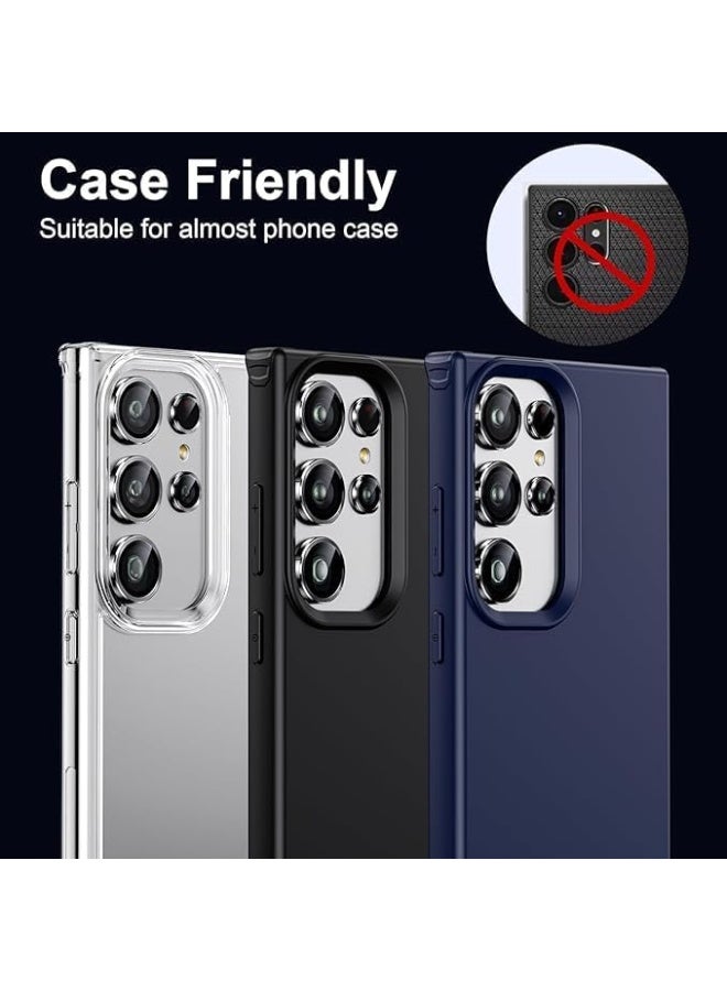 Camera Lens Protector Compatible for Sam-sung Galaxy S25 Ultra SILVER 6.9 inches, Metal Ring Anti Scrach 9H Hardness Tempered Glass Camera Screen Protector Shockproof Cover Film (SILVER) - Image 2