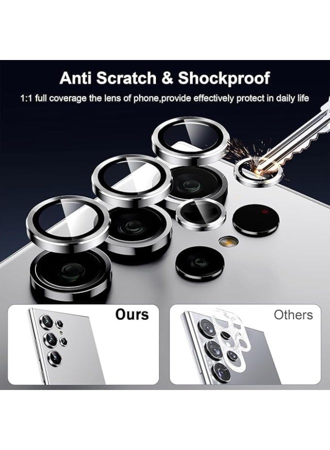 Camera Lens Protector Compatible for Sam-sung Galaxy S25 Ultra SILVER 6.9 inches, Metal Ring Anti Scrach 9H Hardness Tempered Glass Camera Screen Protector Shockproof Cover Film (SILVER) - Image 5