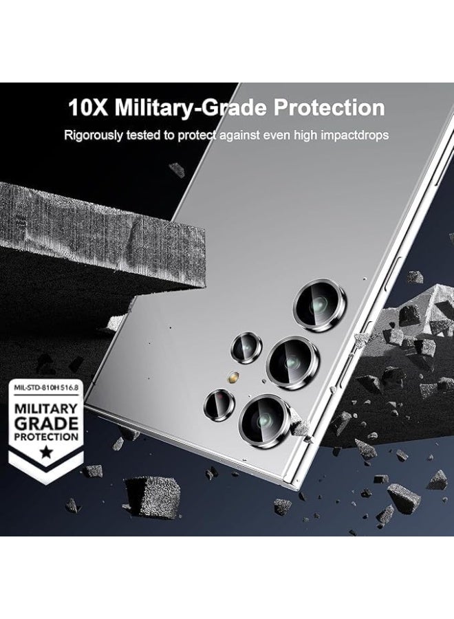 Camera Lens Protector Compatible for Sam-sung Galaxy S25 Ultra SILVER 6.9 inches, Metal Ring Anti Scrach 9H Hardness Tempered Glass Camera Screen Protector Shockproof Cover Film (SILVER) - Image 3