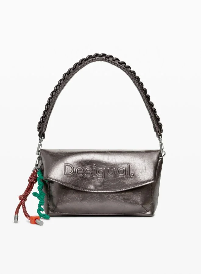 Medium metallic flap bag with 3D logo
