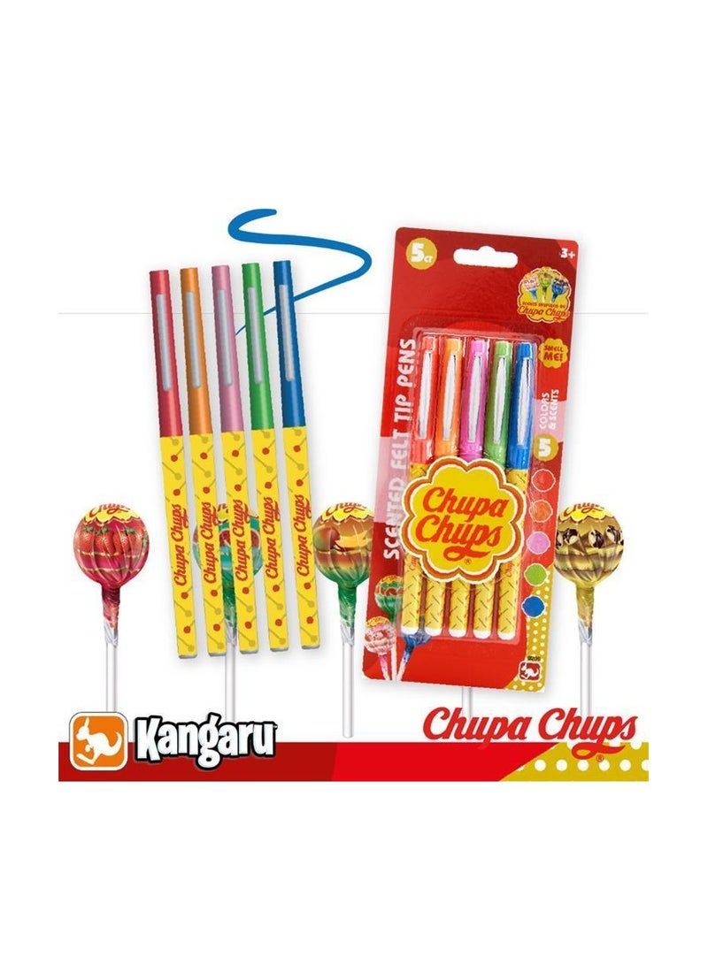 تشوبا تشوبس أقلام تشوبا تشوبس ذات الطرف اللبادي المعطرة 5 ألوان