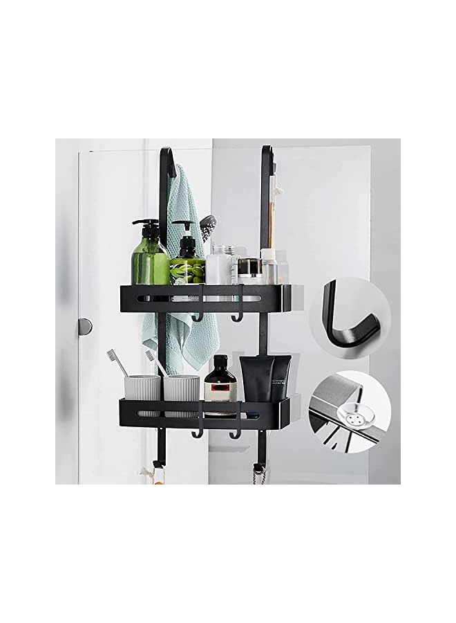 Raxoom Shower Caddy Over The Door, Rustproof Aluminum Shower Caddy, Shower Door Storage Organizer with a suction cup, Hooks and Basket - Image 5