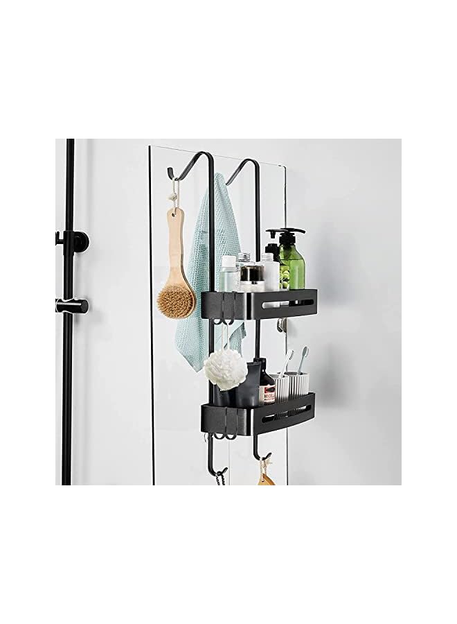 Raxoom Shower Caddy Over The Door, Rustproof Aluminum Shower Caddy, Shower Door Storage Organizer with a suction cup, Hooks and Basket - Image 3
