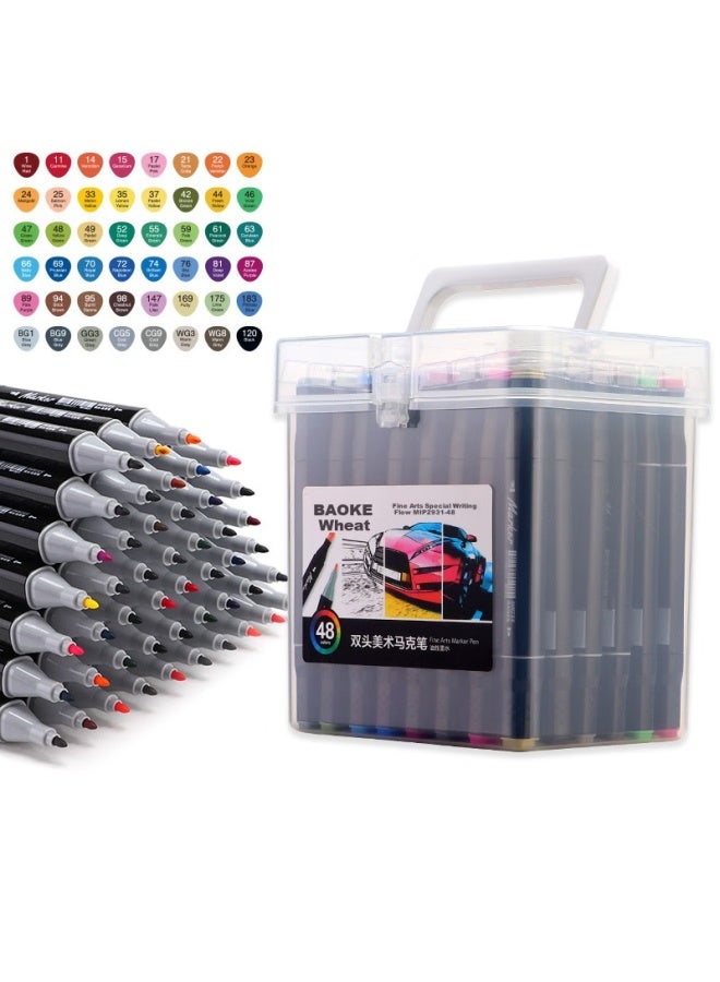 Baoke (Baoke) Mp2931-48 Double-Headed Alcohol Oil-Based Marker Pen For Students, Artists, Children, Drawing, Sketching, And Designing, 48 Colors Set - Image 1