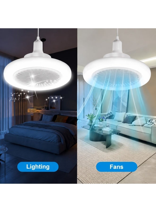 مروحة لمبة LED 30 وات بقاعدة E27 مع ريموت كنترول، 3 سرعات هواء و3 ألوان إضاءة، مؤقت تشغيل ومحرك هادئ، مروحة سقف لغرفة النوم والمعيشة والمكتب - Image 5