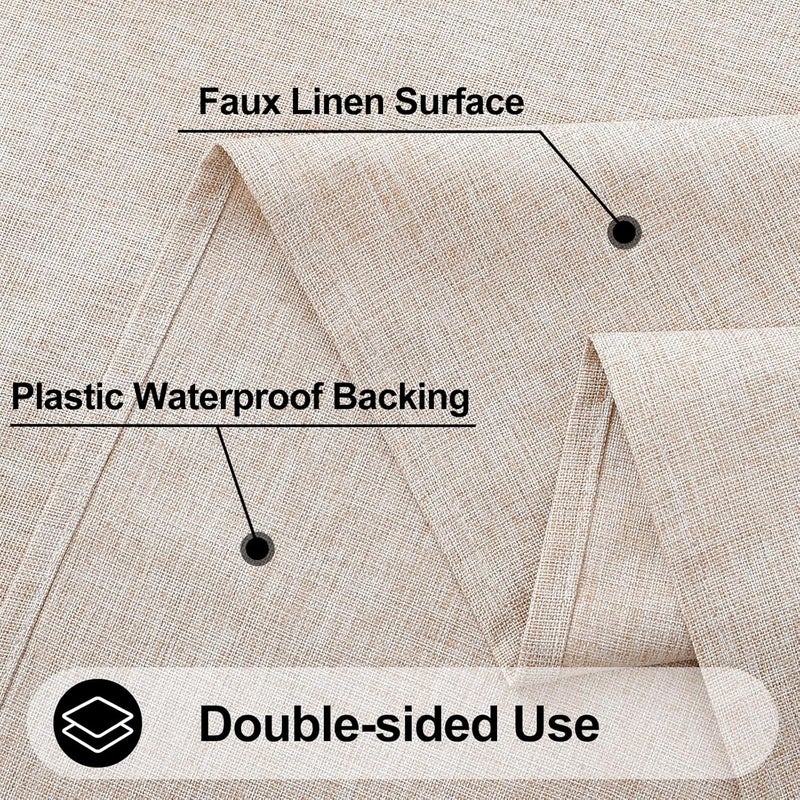 Smiry Rectangle Faux Linen Table Cloth, Waterproof Burlap Fabric Tablecloth, Washable Decorative Farmhouse Table Covers for Kitchen, Dining, Parties, 60x120, Tan - Image 4