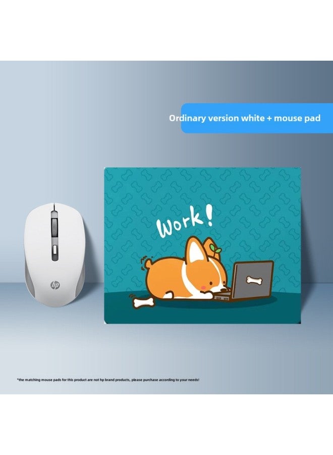 Quiet Cute Bluetooth Special Laptop For Girls Office Wireless Mouse Dual-mode Rechargeable-Specification:Ivory White  With Mouse Pad  - Image 1