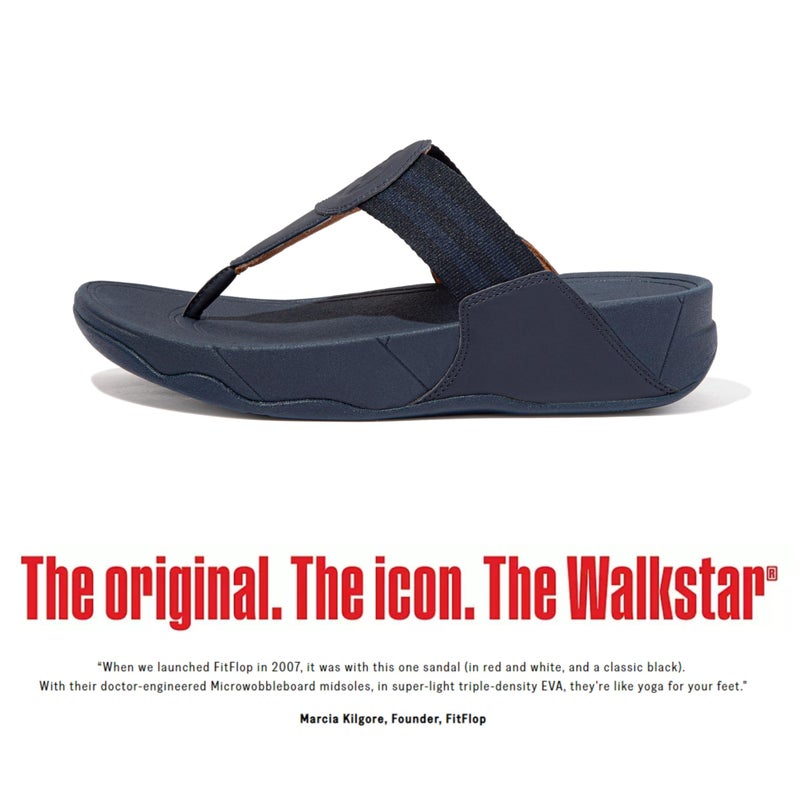 FitFlop صنادل فيت فلوب للنساء ووكستار بتصميم تو بوست، صنادل خفيفة الوزن وعريضة للنساء مع دعم قوس مبطن، صنادل فيت فلوب بتصميم ثونغ مع امتصاص للصدمات للمشي، لون منتصف الليل البحري، 7 أمريكي - Image 3