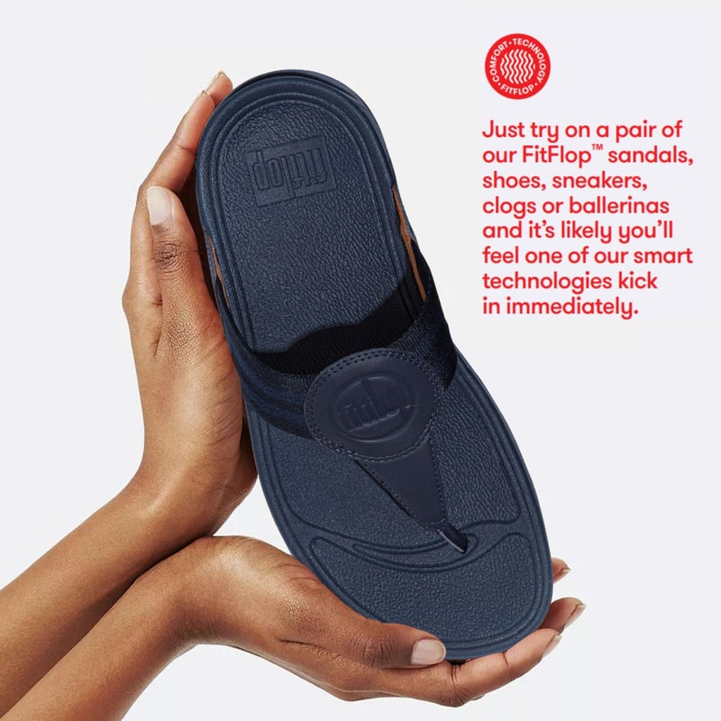 FitFlop صنادل فيت فلوب للنساء ووكستار بتصميم تو بوست، صنادل خفيفة الوزن وعريضة للنساء مع دعم قوس مبطن، صنادل فيت فلوب بتصميم ثونغ مع امتصاص للصدمات للمشي، لون منتصف الليل البحري، 7 أمريكي - Image 5
