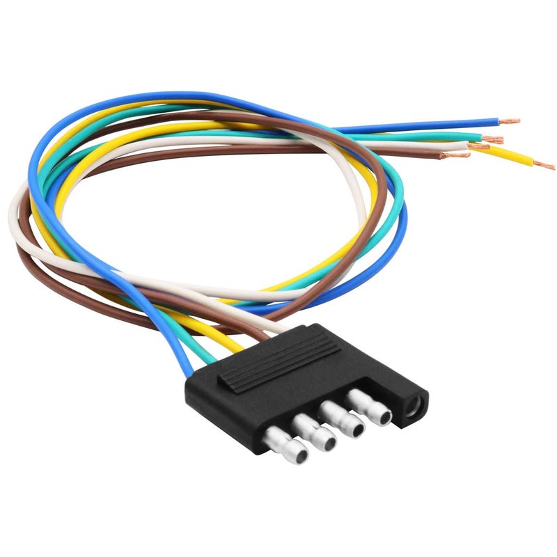 Seamaka 5 Way Flat Trailer Wiring Harness Plug22 inch 18AWG Extension Cable Connector Socket5 Pin Male Connector Trailer Wiring for Car Trailer RV Truck Boat O075 - Image 3