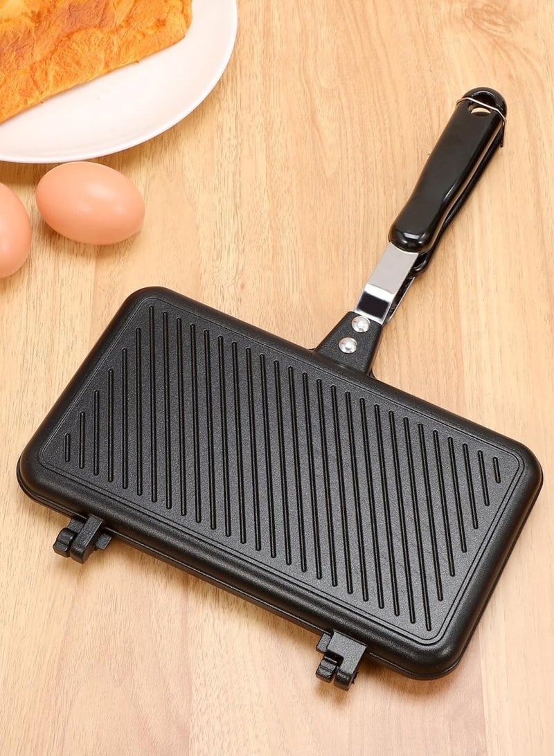 LOOPITYS Double‑Sided Non‑Stick Aluminum Frying Pan, Sandwich Grill Waffle Baking Mold for Cake Toast Snack Breakfast Stove‑Top Use - Image 5