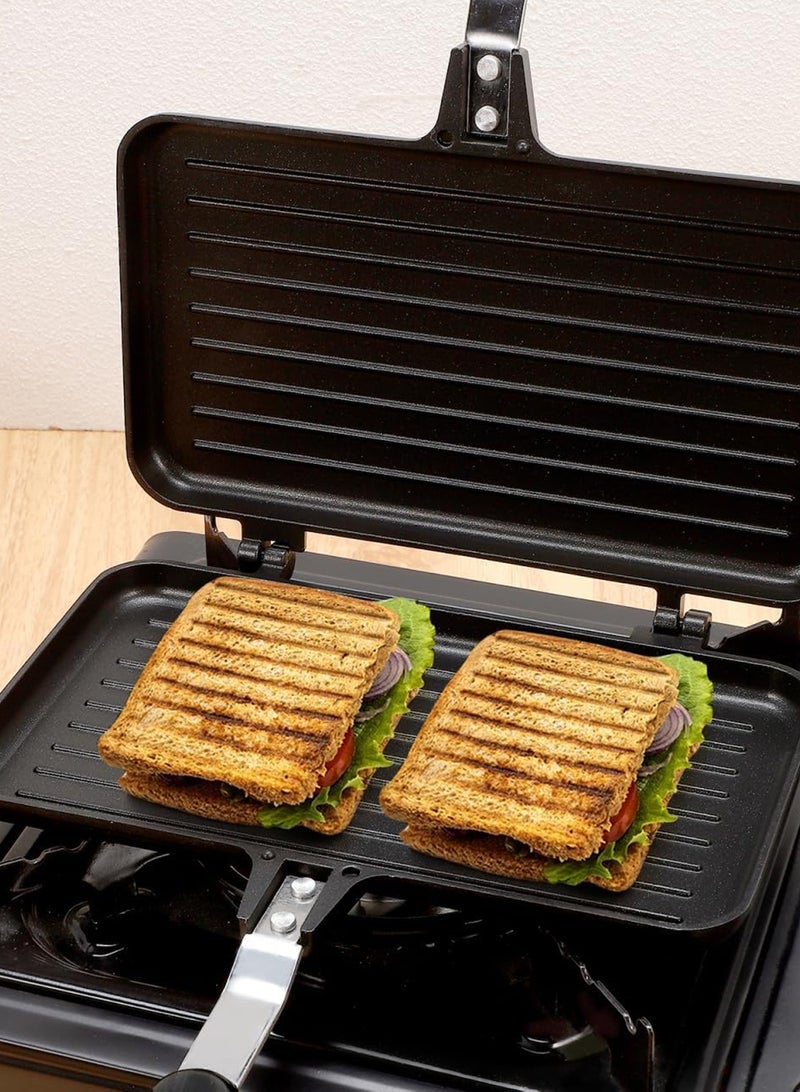 LOOPITYS Double‑Sided Non‑Stick Aluminum Frying Pan, Sandwich Grill Waffle Baking Mold for Cake Toast Snack Breakfast Stove‑Top Use - Image 2
