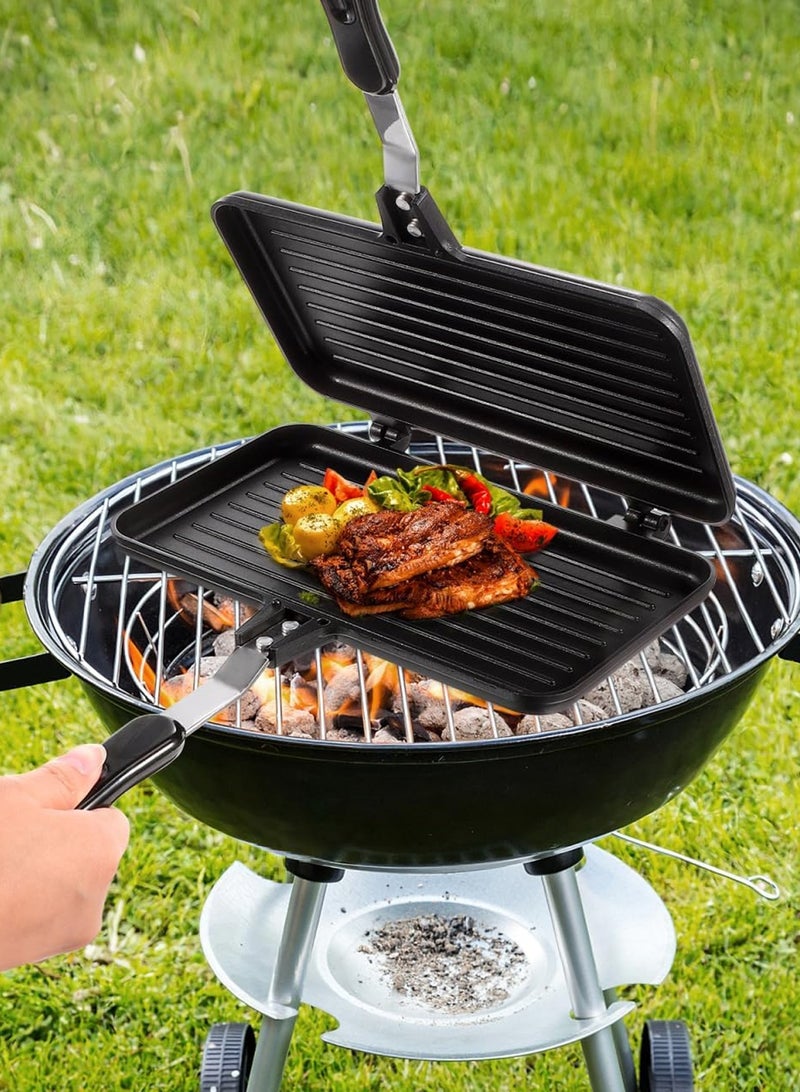 LOOPITYS Double‑Sided Non‑Stick Aluminum Frying Pan, Sandwich Grill Waffle Baking Mold for Cake Toast Snack Breakfast Stove‑Top Use - Image 4