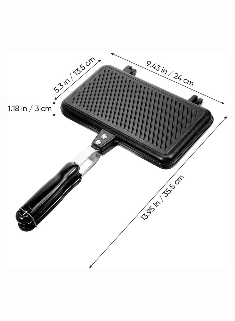 LOOPITYS Double‑Sided Non‑Stick Aluminum Frying Pan, Sandwich Grill Waffle Baking Mold for Cake Toast Snack Breakfast Stove‑Top Use - Image 3