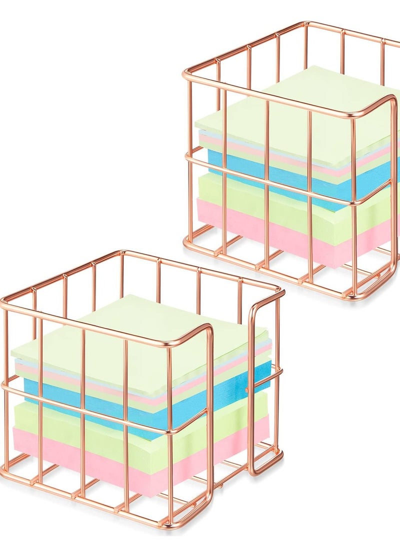 Excefore Rose Gold Post Note Holder Set, Elegant Sticky Note Cube Dispenser and Mesh Memo Holder for Desk Organization, Perfect for Home, Office, and School Supplies  - Image 1