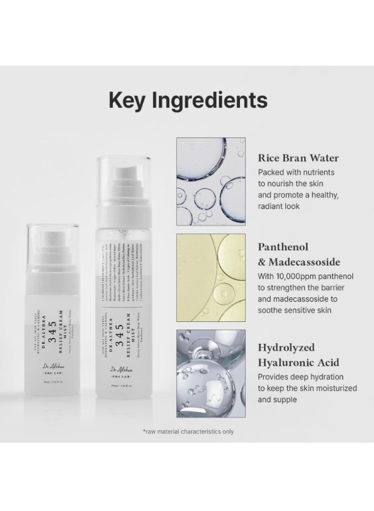 DrAlthea Dr. Althea Pro Lab 345 Relief Cream Mist 60ml – Hydrating & Calming Rice Bran & Panthenol Mist for All Skin Types - Image 5