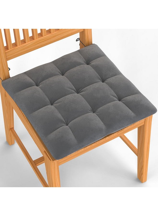 MY ARMOR وسائد كراسي مربعة MY ARMOR للجلوس المريح - 40x40 سم وسائد مقاعد مع أربطة للجلوس، بوجا، طاولات الطعام والمكتب - رمادي، عبوة من 1 - Image 1