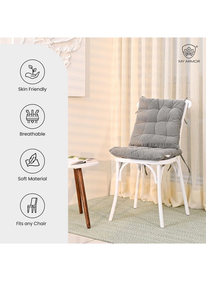 MY ARMOR وسائد كراسي مربعة MY ARMOR للجلوس المريح - 40x40 سم وسائد مقاعد مع أربطة للجلوس، بوجا، طاولات الطعام والمكتب - رمادي، عبوة من 1 - Image 2