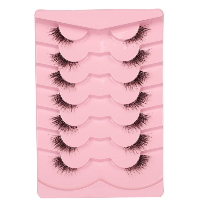 Gmagictobo Natural Half Lashes Cat Eye Look False Eyelashes Clear Band Fake Eyelashes Light Volume Corner Lashes Soft Strip Eyelashes 7 Pairs