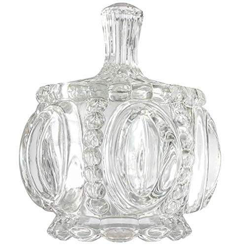 Cheshu Enterprise Cheshu Enterprise Crystal Glass Candy Lotus Shape jar Serving Bowl with Tray (Clear) Set of 3 Piece  - Image 2