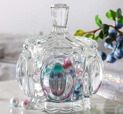 Cheshu Enterprise Cheshu Enterprise Crystal Glass Candy Lotus Shape jar Serving Bowl with Tray (Clear) Set of 3 Piece  - Image 5