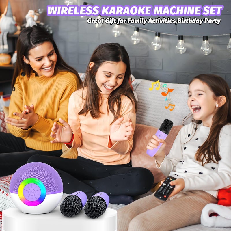 Mgaolo Mini Karaoke Machine for Kids Adults,Portable Bluetooth Speaker with Wireless Microphones,Gift Toys with MP3 Player for Boys Girls 3-12 Year Old Birthday Family Home Party Present (Purple) - Image 4