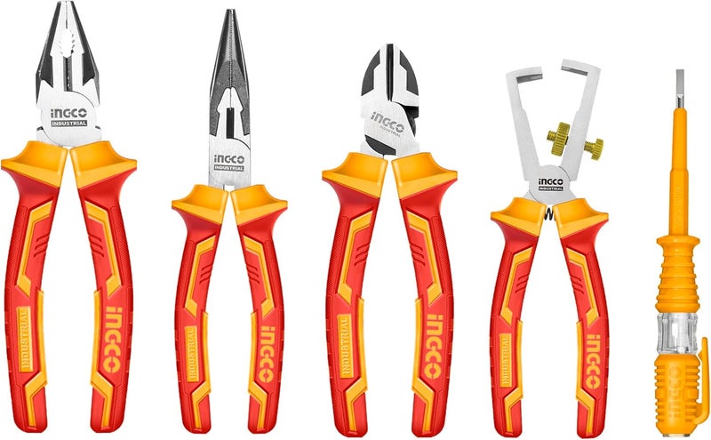 INGCO 5-Piece VDE Insulated Plier Set with Test Pencil - Image 1