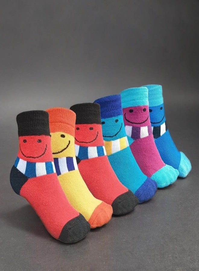 XY DECOR Winter Warm Ankle Length Socks for Kids, Toddlers, Boys, Girls, Thick Thermal Woolen Socks, Terry Lined, Cozy Socks, Pack of 6 Pairs (2-5 Years, Multicolor) - Image 5