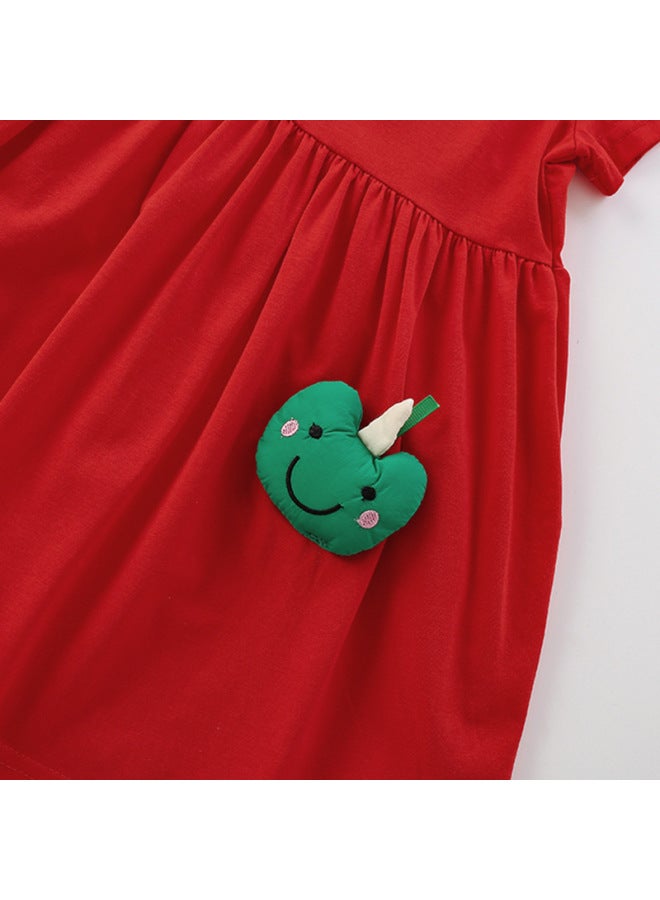 Malwee Girls Dress Summer New Round Neck Short Sleeve European And American Children's Cute Little Girl Skirt - Image 3