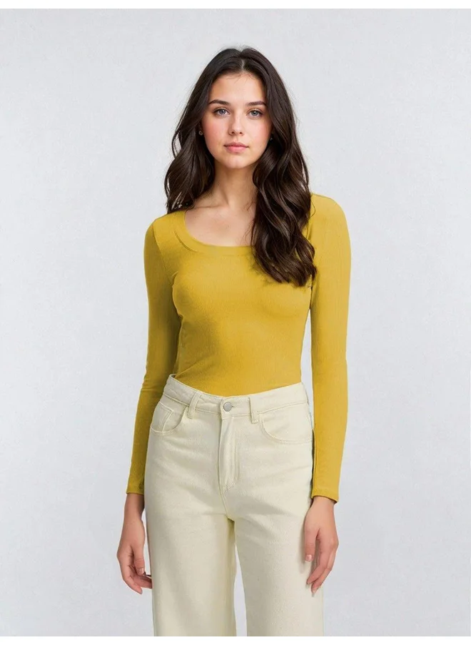 كوتي Kotty Ribbed Long Sleeve Slim Fit T-Shirt