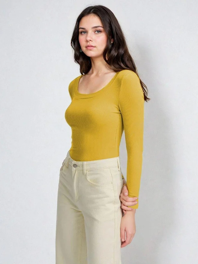 Kotty Kotty Ribbed Long Sleeve Slim Fit T-Shirt