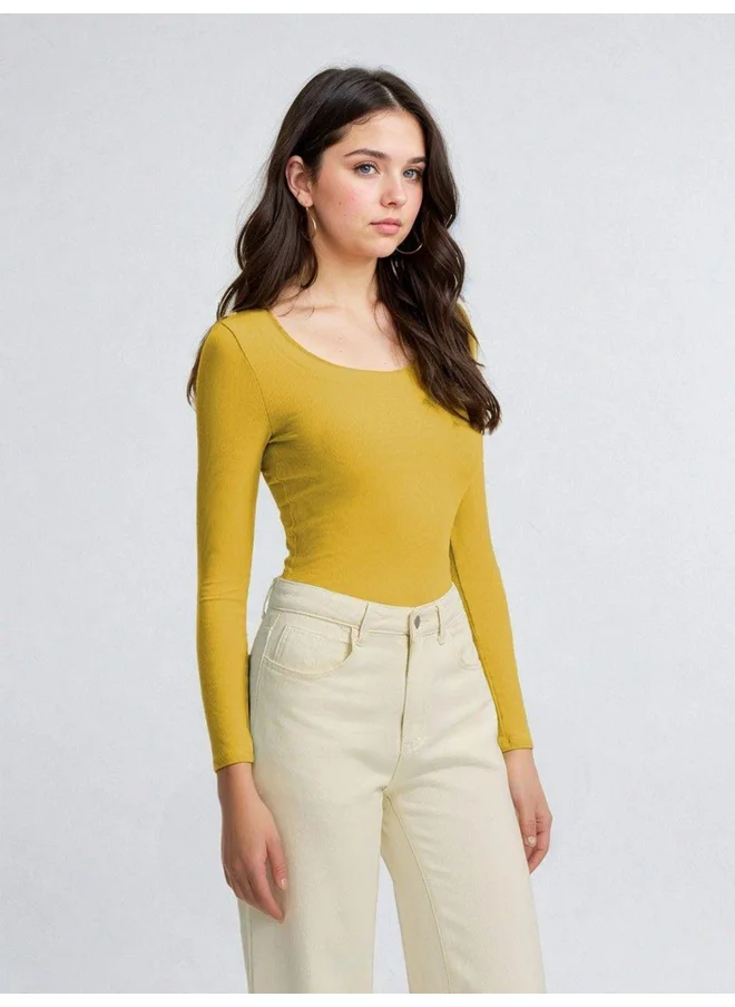كوتي Kotty Ribbed Long Sleeve Slim Fit T-Shirt