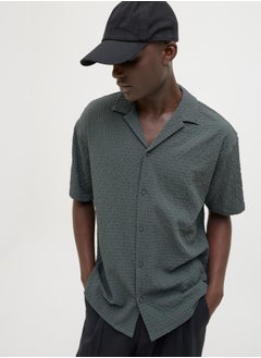 JACK & JONES Textured Regular Fit Resorts Collar Shirt  - Image 1