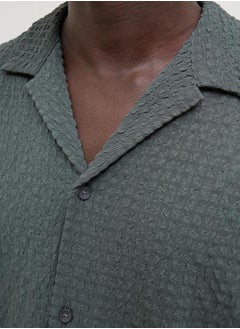 JACK & JONES Textured Regular Fit Resorts Collar Shirt  - Image 4