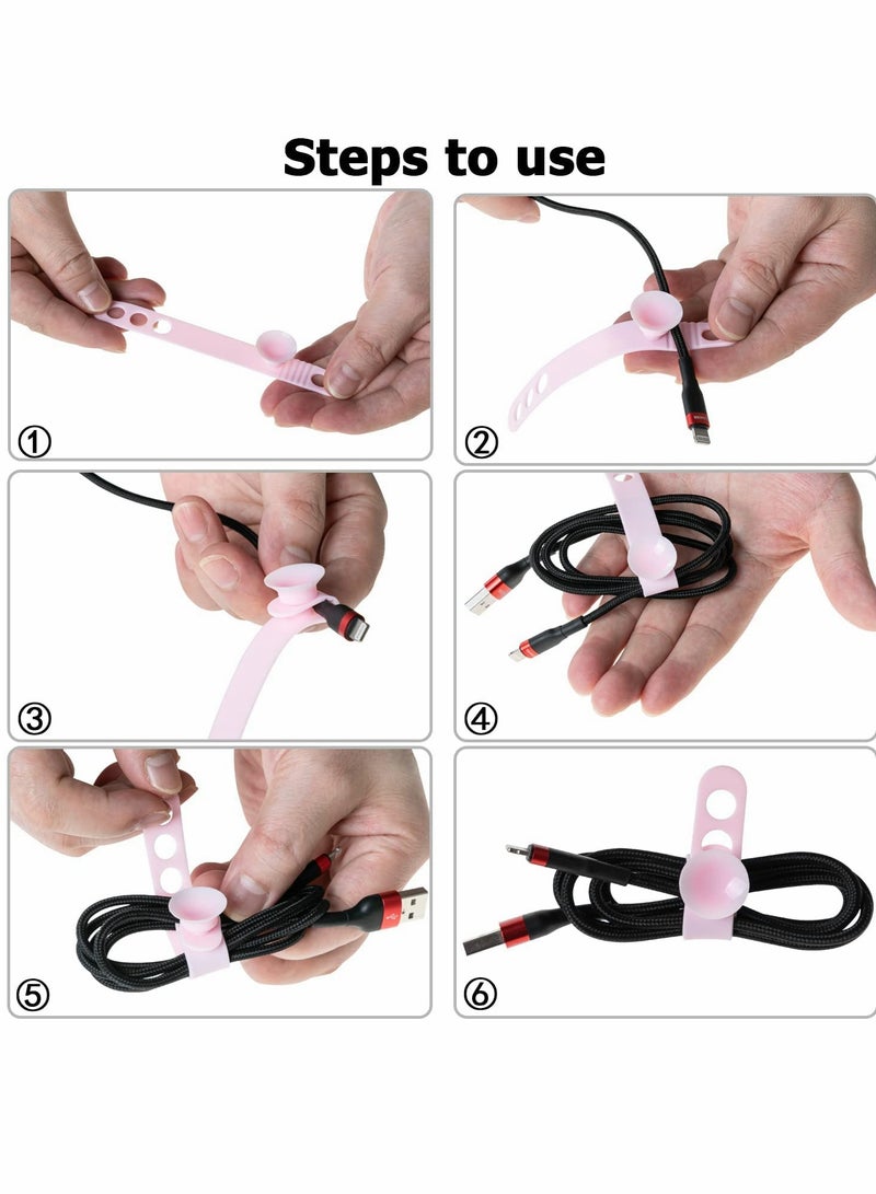 Excefore Silicone Cable Ties, 16Pcs Reusable Cord Organizer with Suction Cup  - Image 2
