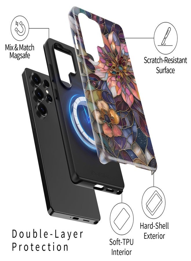 Esdot for Samsung Galaxy S23 Ultra Case - Wireless Charging Compatible - Dual-Layer Soft Silicone + Hard Shell - Wildflower Design - Protective Phone Cover for Women Girls - Blooming Purple Flower - Image 2