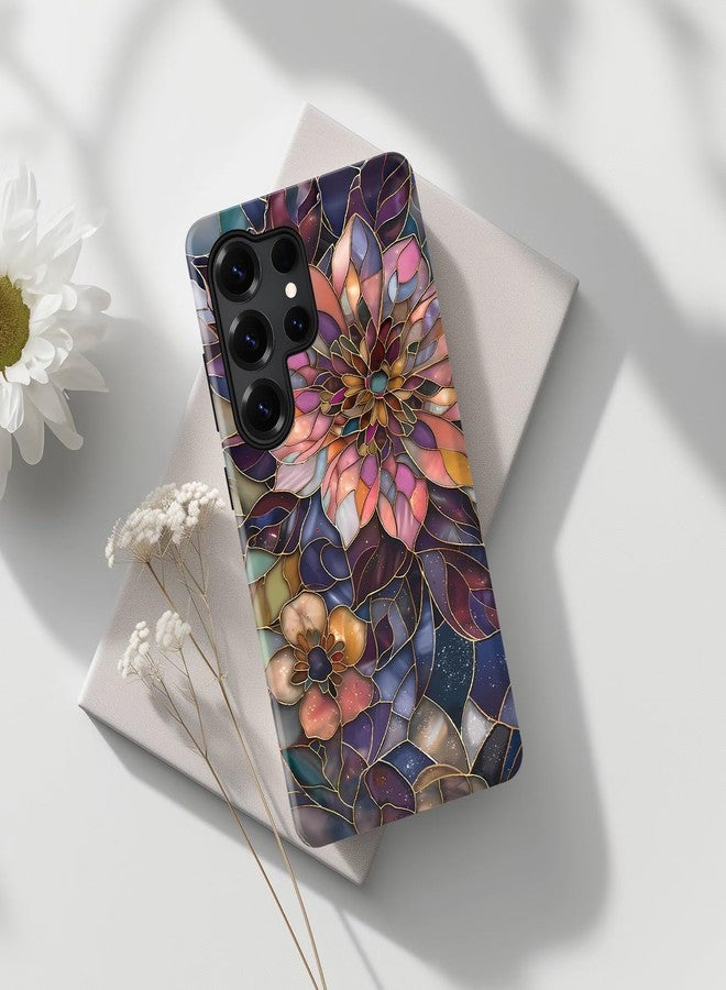Esdot for Samsung Galaxy S23 Ultra Case - Wireless Charging Compatible - Dual-Layer Soft Silicone + Hard Shell - Wildflower Design - Protective Phone Cover for Women Girls - Blooming Purple Flower - Image 3
