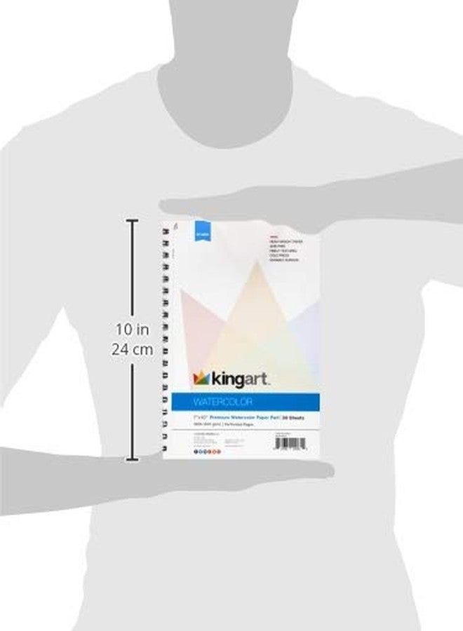 KINGART Cold-Pressed Watercolor Paper Pad Set – 7x10 Inch, 2-Pack – 30 Sheets Each (140 lb / 300 GSM), Heavyweight Dual-Sided Paper – Spiral-Bound Media Pads - Image 3