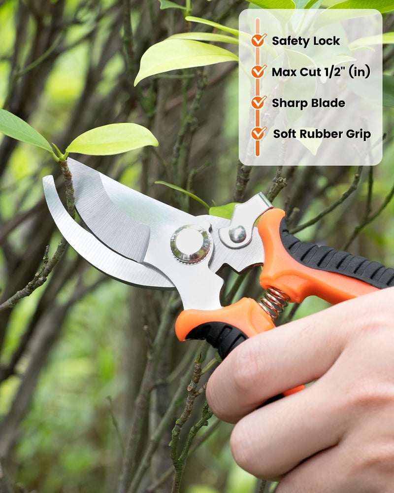 LANNIU Garden Tool Set, 7 Piece Stainless Steel Heavy Duty Gardening Tool Set, with Non-Slip Rubber Grip, Storage Pocket, Ideal Garden Tool Kit Gift for Women/Parent (7-Piece Set) - Image 5