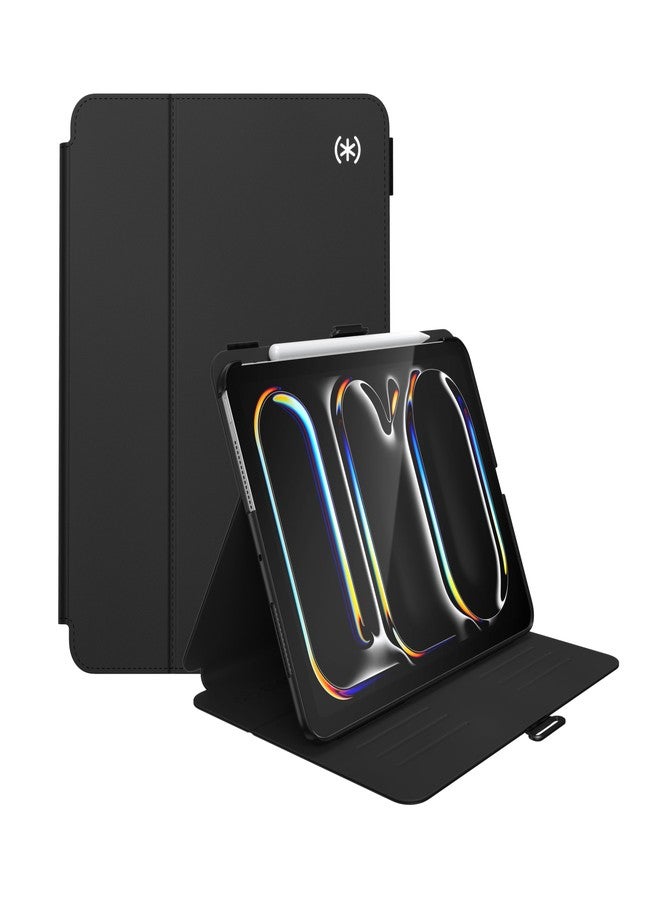 Speck Case for iPad Pro (2024) 11 Inch - Drop & Camera Protection, Slim Multi Range Stand, Balance Folio, Apple Pencil Holder - Black/Black/White - Image 1