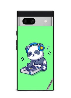 Protective Case Cover For Google Pixel 7a Panda Playing Music Design Multicolour